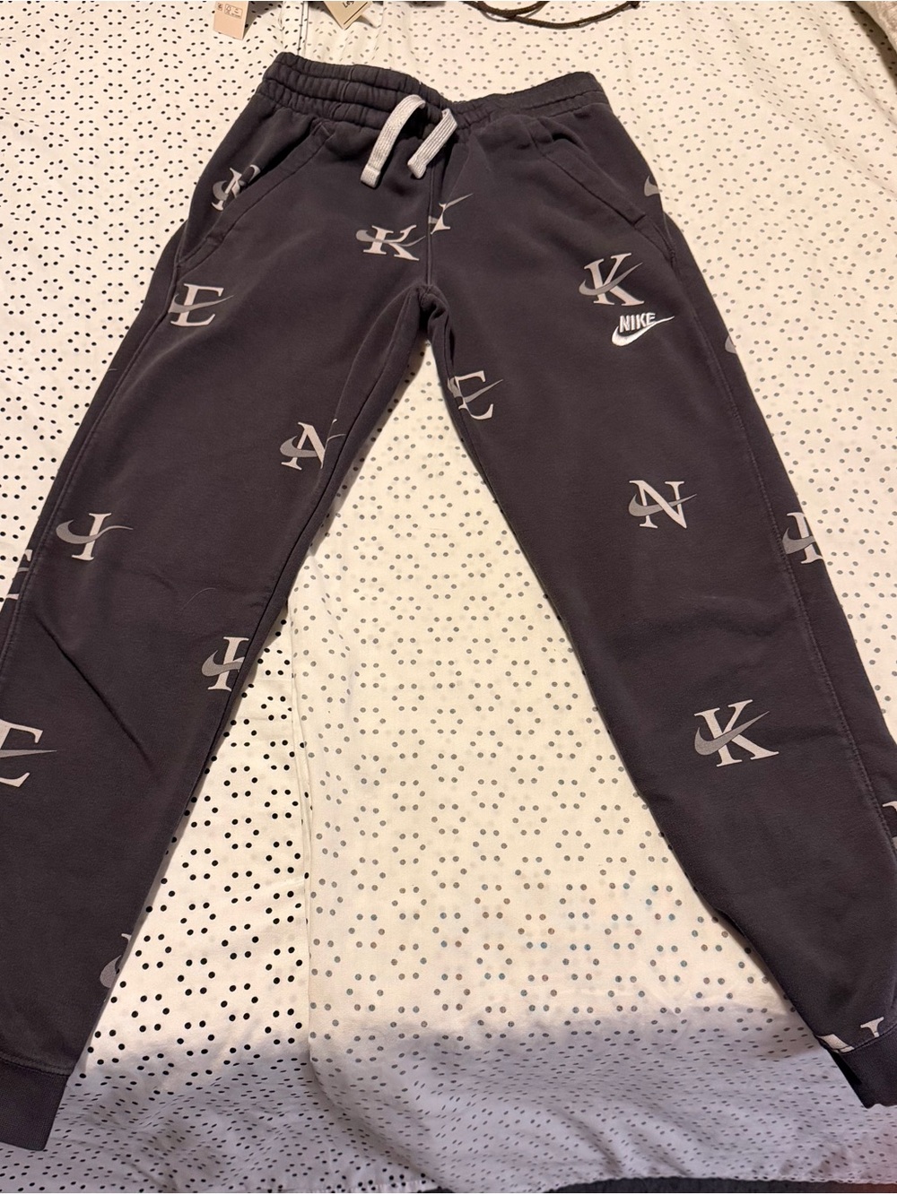 Nike Kids Charcoal Joggers with Light Gray Logo Print